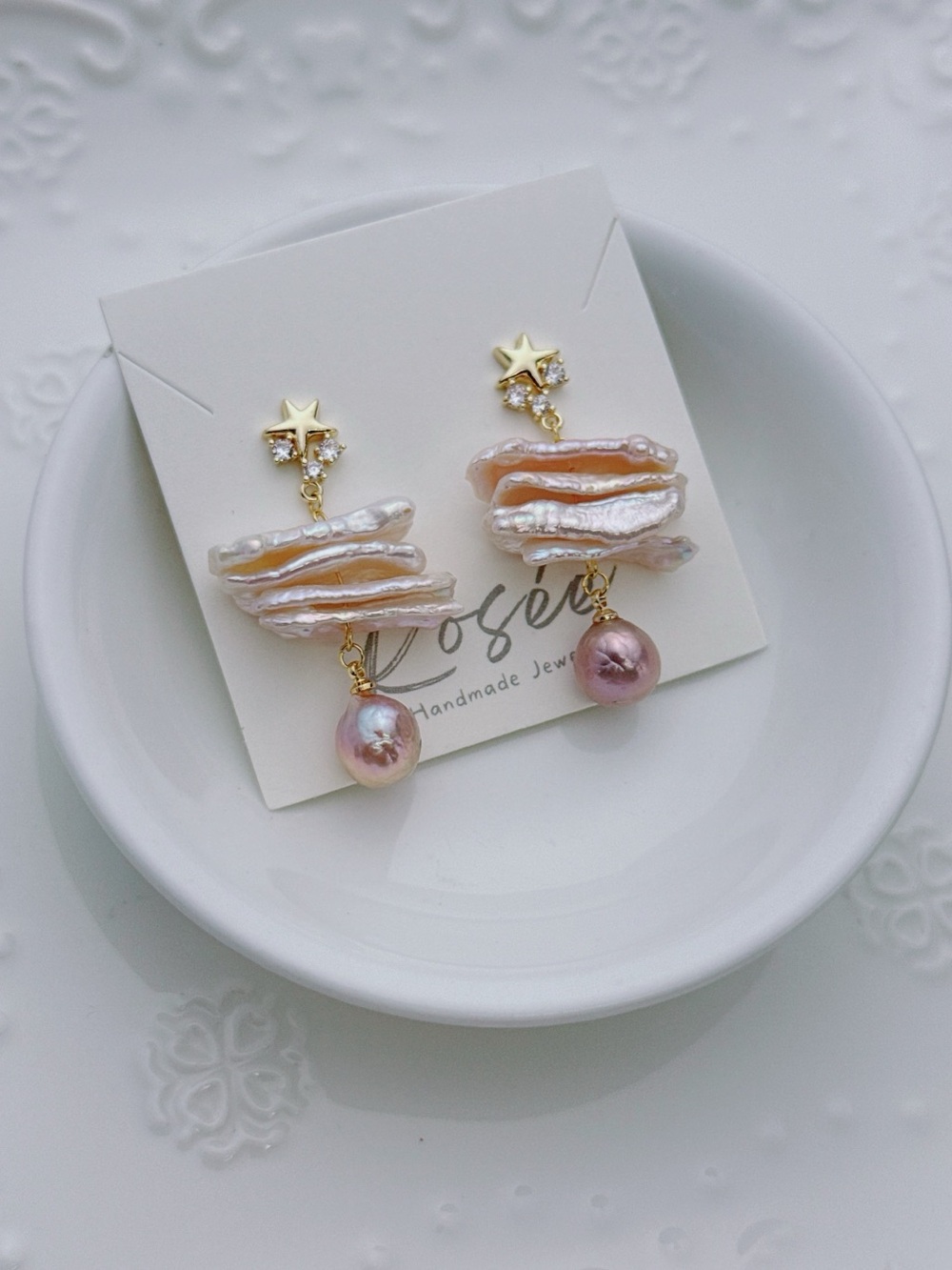 26E402 Handmade Freshwater Baroque Dangling Earrings S925 post - Picture 2 of 8